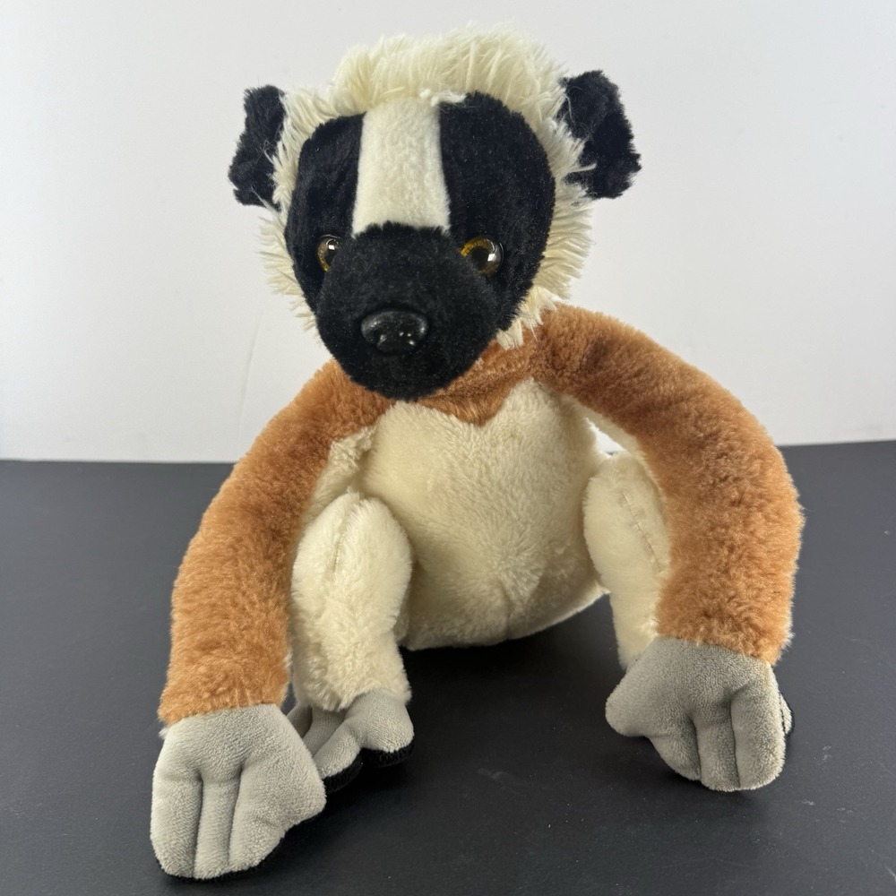 The Petting Zoo Cifacus Lemur Tan White Ruffed Stuffed Animal Plush Jungle 12"